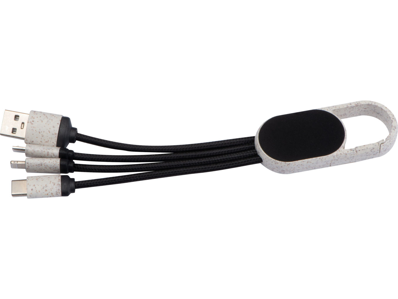 3 in 1 Ladekabel aus Weizenstroh mit Leuchtfunktion