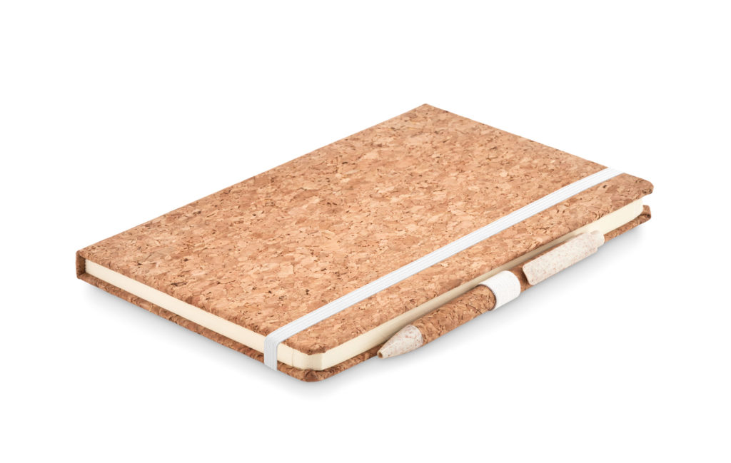 Notizbuch mit Kork-Cover + Kugelschreiber